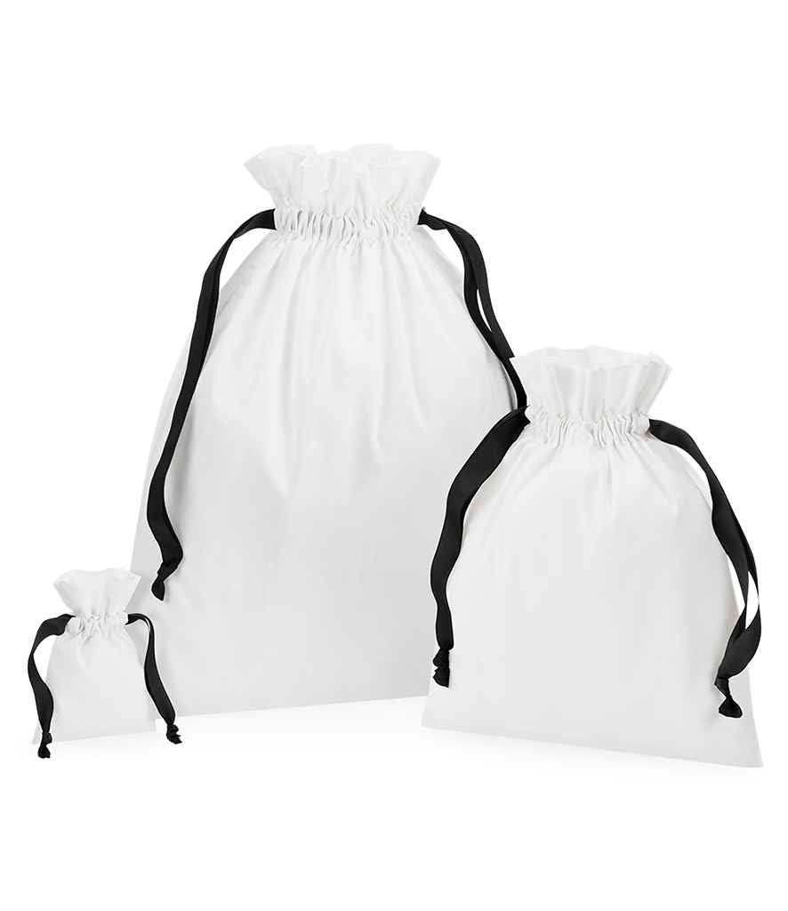 Westford Mill Cotton Bag Ribbon Drawstring Soft White/Black