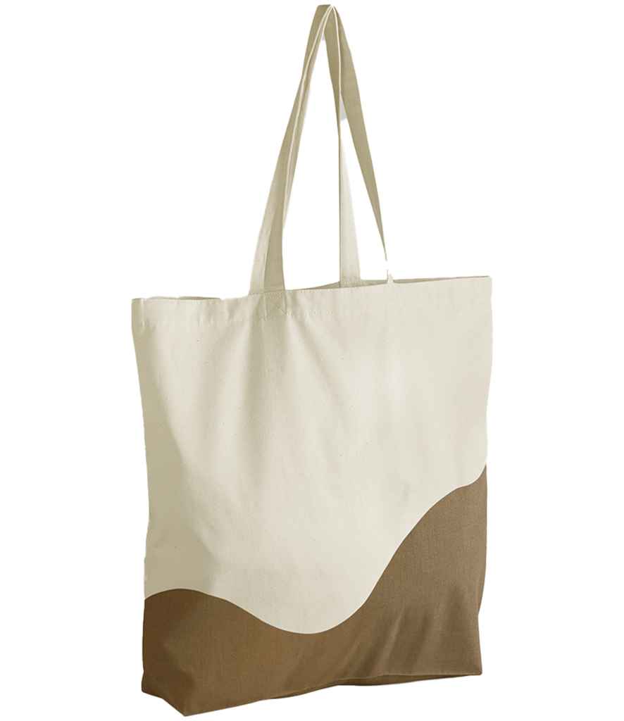 Westford Mill Organic Cotton Wave Print Maxi Tote Bag Natural/Caramel