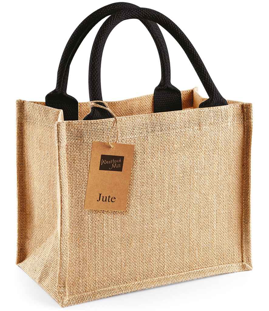 Westford Mill Jute Mini Gift Bag | Natural/Black - Lancashire Teamwear