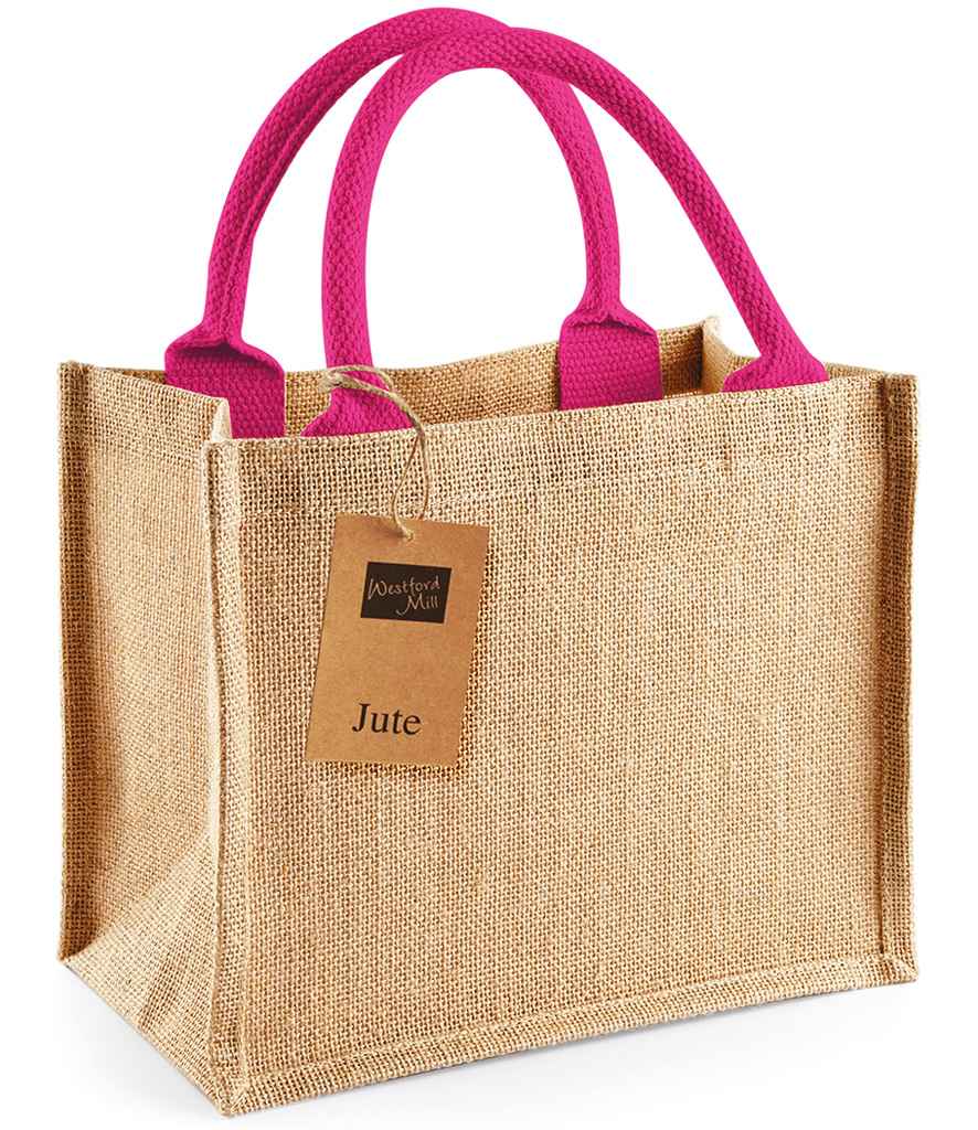 Westford Mill Jute Mini Gift Bag | Natural/Fuchsia - Lancashire Teamwear