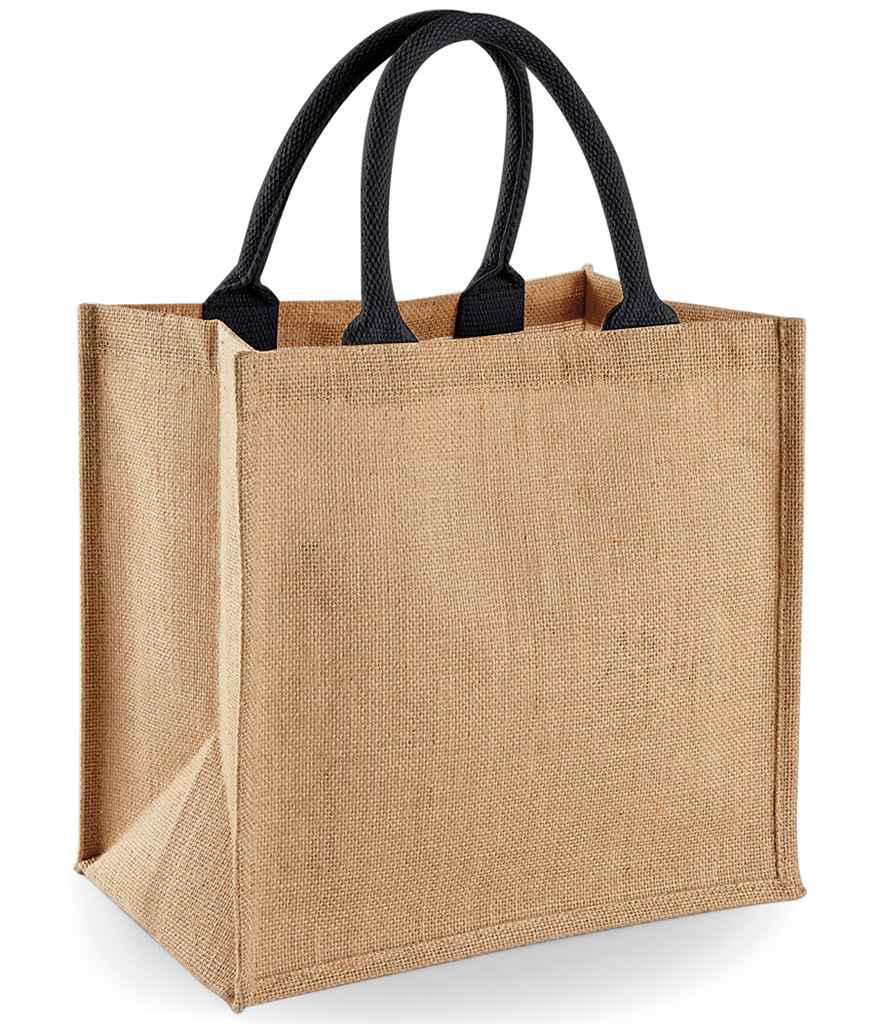 Westford Mill Jute Midi Tote Bag | Natural/Black - Lancashire Teamwear