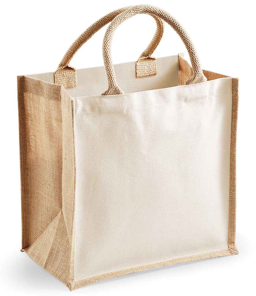 Westford Mill Printers Midi Jute Tote Bag | Natural - Lancashire Teamwear