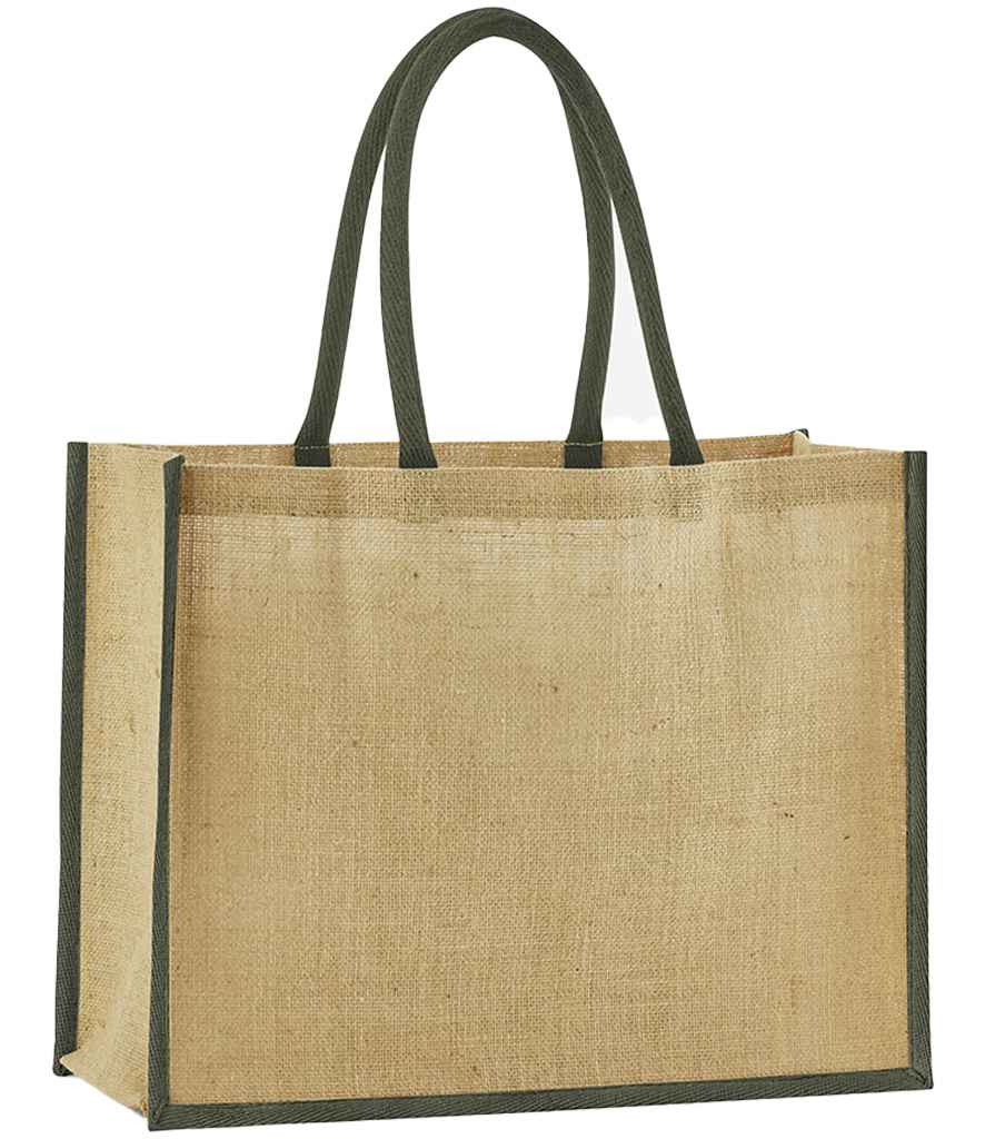 Westford Mill Natural Starched Jute Classic Shopper Natural/Olive Green