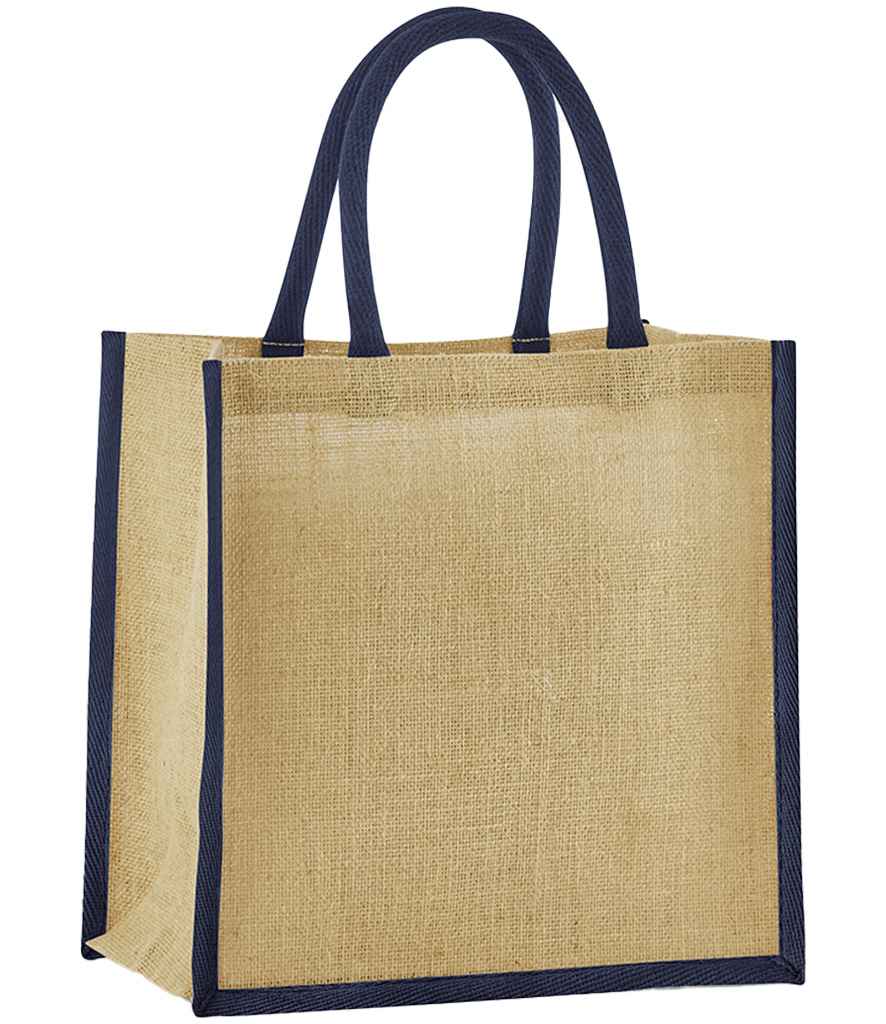 Westford Mill Natural Starched Jute Mini Gift Bag | Natural/Navy - Lancashire Teamwear