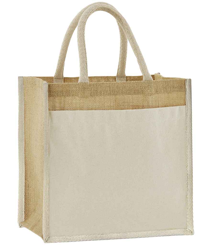 Westford Mill Cotton Pocket Natural Starched Jute Midi Tote Bag Natural