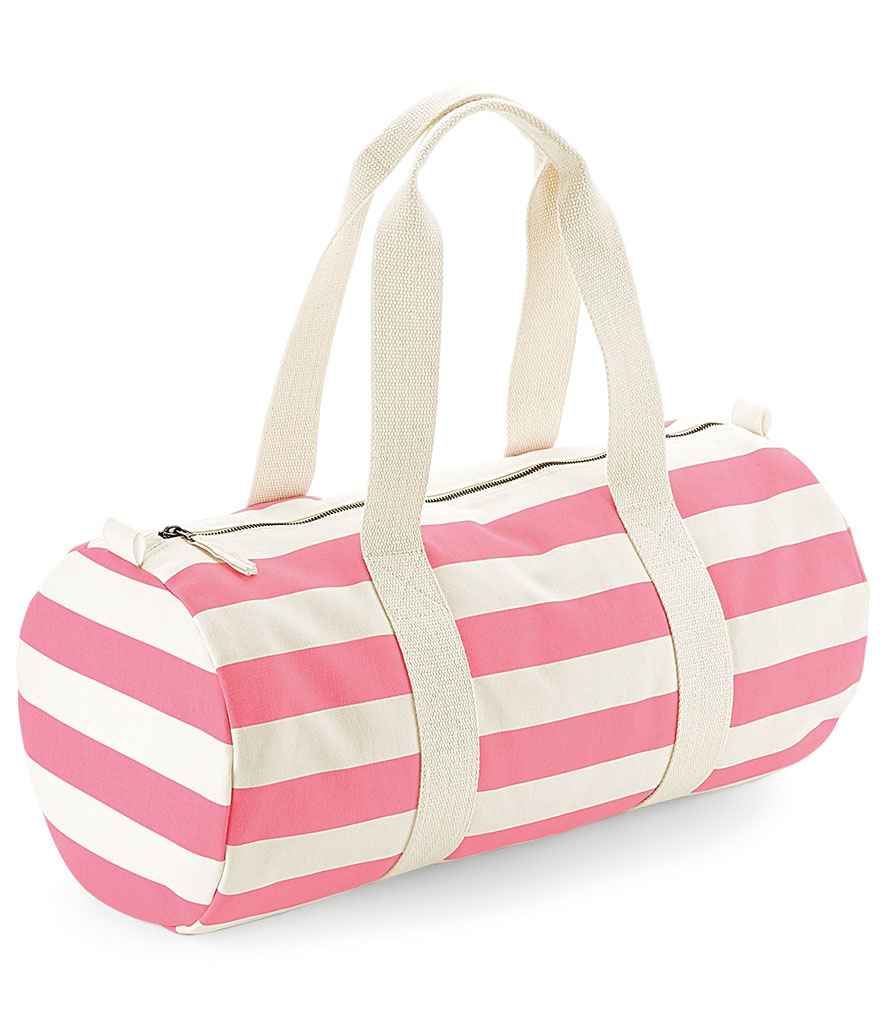 Westford Mill Nautical Barrel Bag Natural/Pink