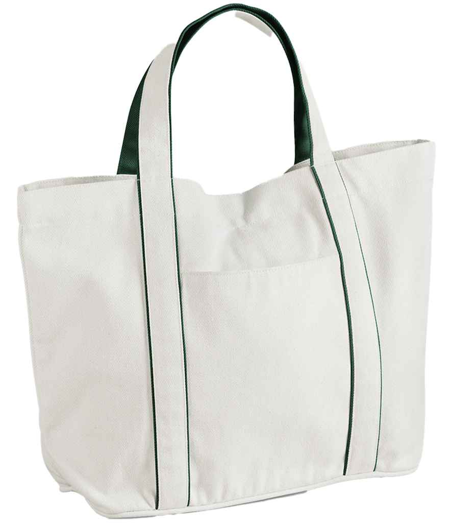 Westford Mill Courtside Medium Tote Bag Soft White/Bottle Green