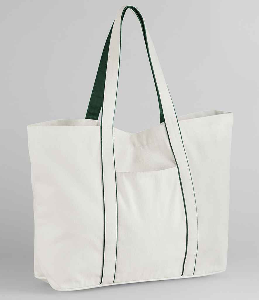 Westford Mill Courtside Large Tote Bag Soft White/Bottle Green