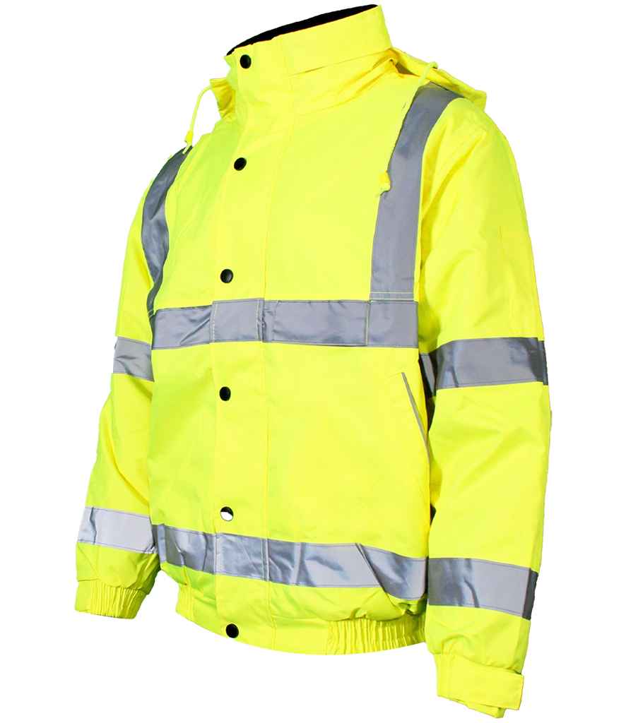Warrior Hi-Vis Fleece Lined Bomber Jacket Fluorescent Yellow