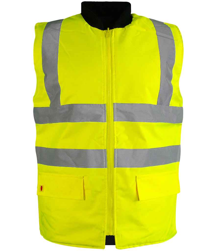 Warrior Hi-Vis Reversible Bodywarmer Fluorescent Yellow