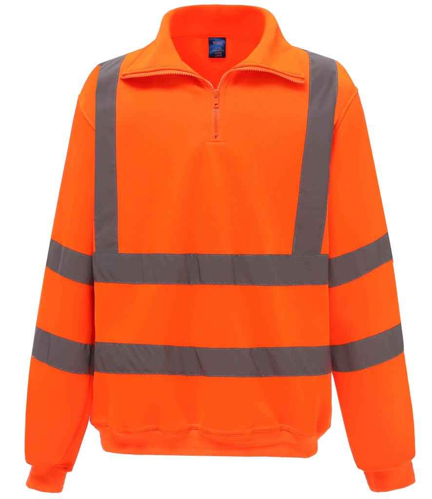 Yoko Hi-Vis Zip Neck Sweatshirt | Orange - Lancashire Teamwear