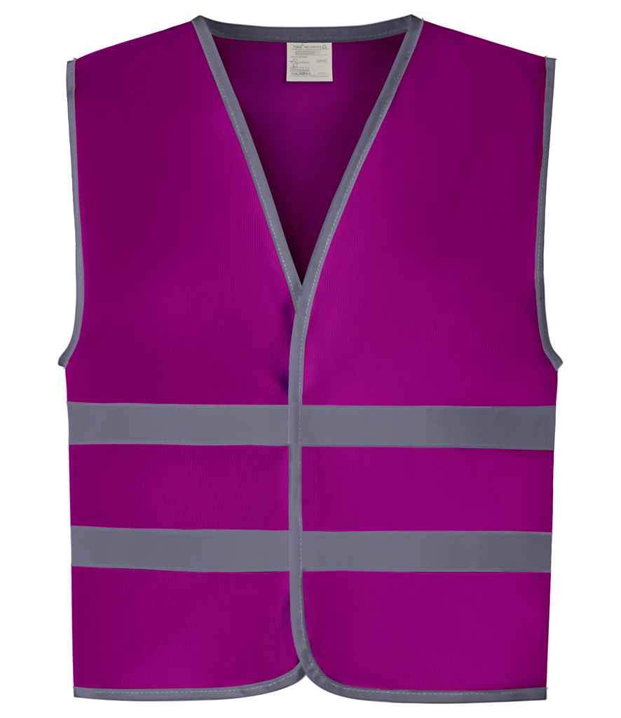 Yoko Kids Hi-Vis Two Band Waistcoat Raspberry