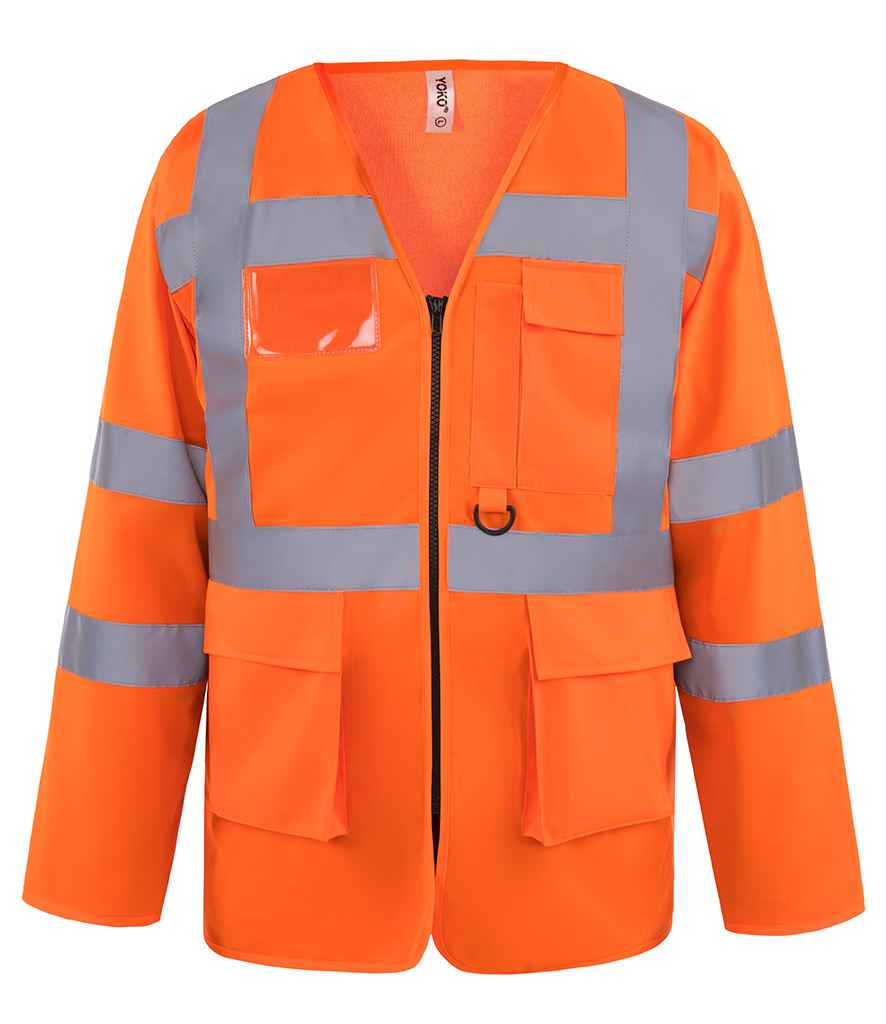 Yoko Hi-Vis Executive Long Sleeve Waistcoat Orange
