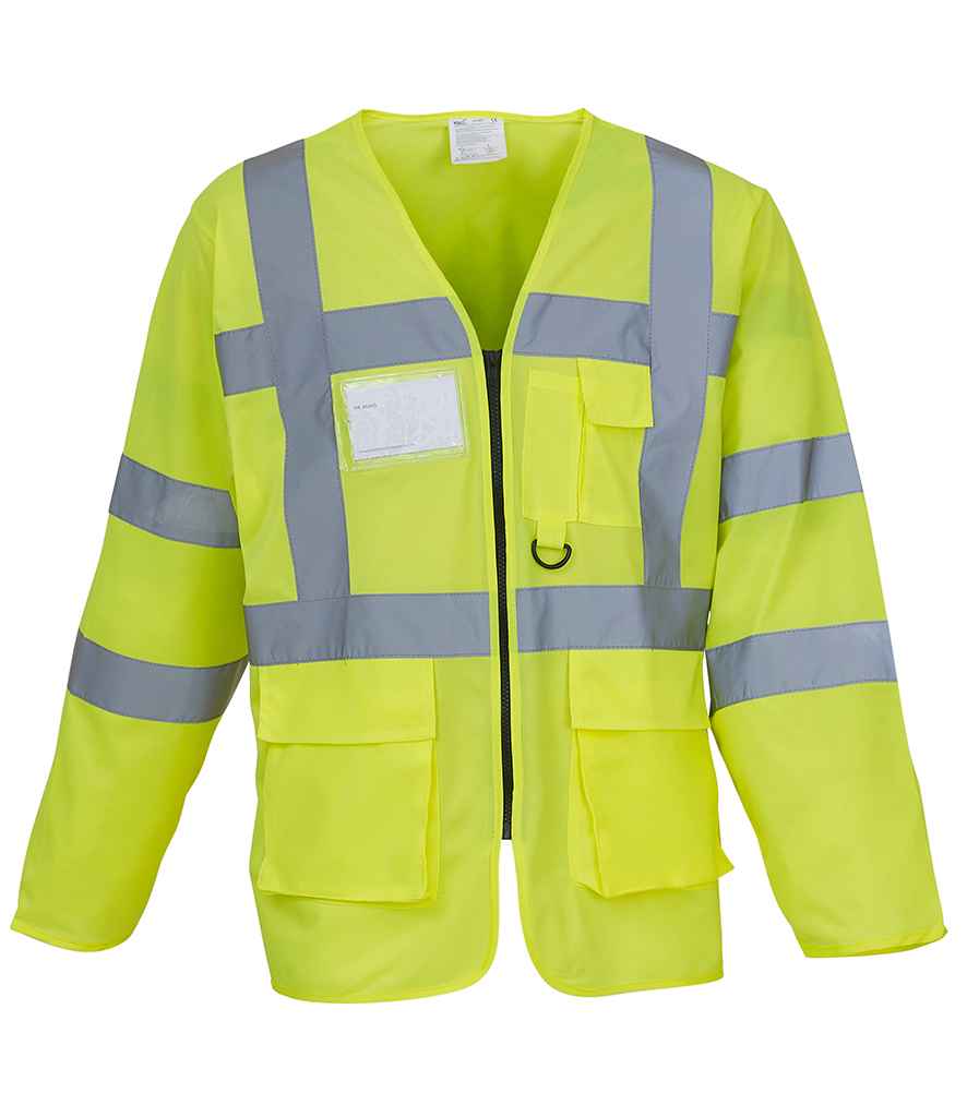 Yoko Hi-Vis Executive Long Sleeve Waistcoat | Yellow - Lancashire Teamwear
