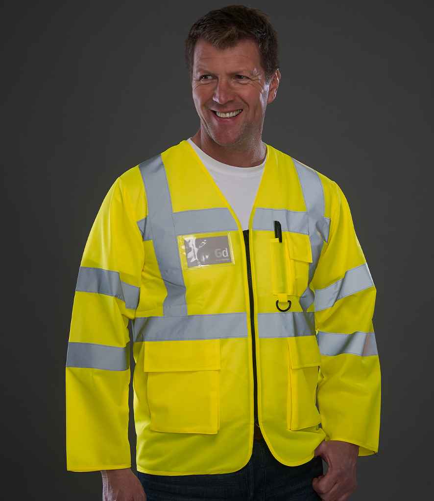 Yoko Hi-Vis Executive Long Sleeve Waistcoat | Yellow - Lancashire Teamwear