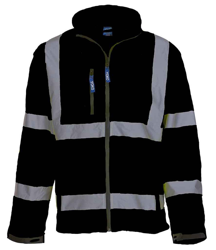Yoko Hi-Vis Soft Shell Jacket | Black - Lancashire Teamwear