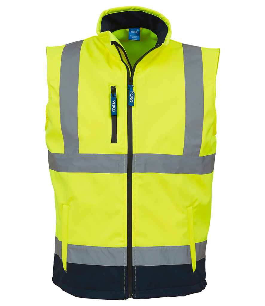 Yoko Hi-Vis Soft Shell Gilet | Yellow/Navy - Lancashire Teamwear