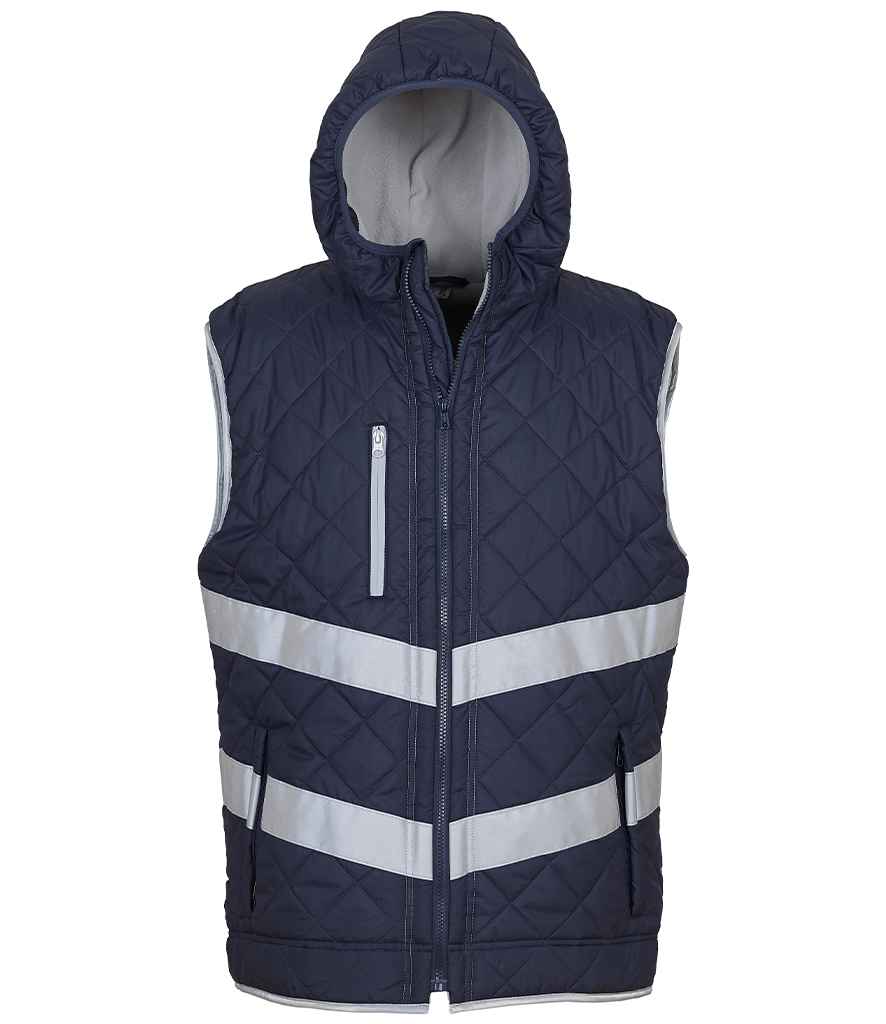 Yoko Hi-Vis Kensington Hooded Gilet Navy