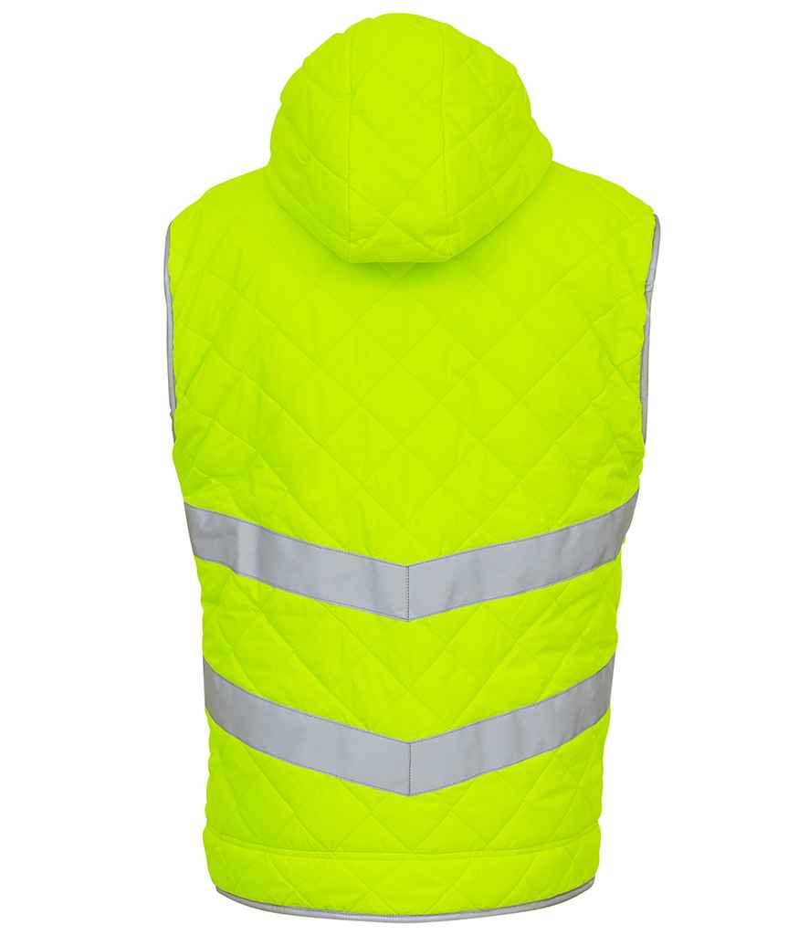 Yoko Hi-Vis Kensington Hooded Gilet | Yellow - Lancashire Teamwear