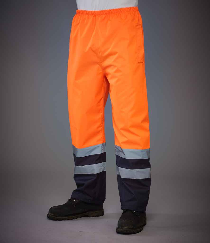 Yoko Hi-Vis Two Tone Waterproof Overtrousers | Orange/Navy - Lancashire Teamwear