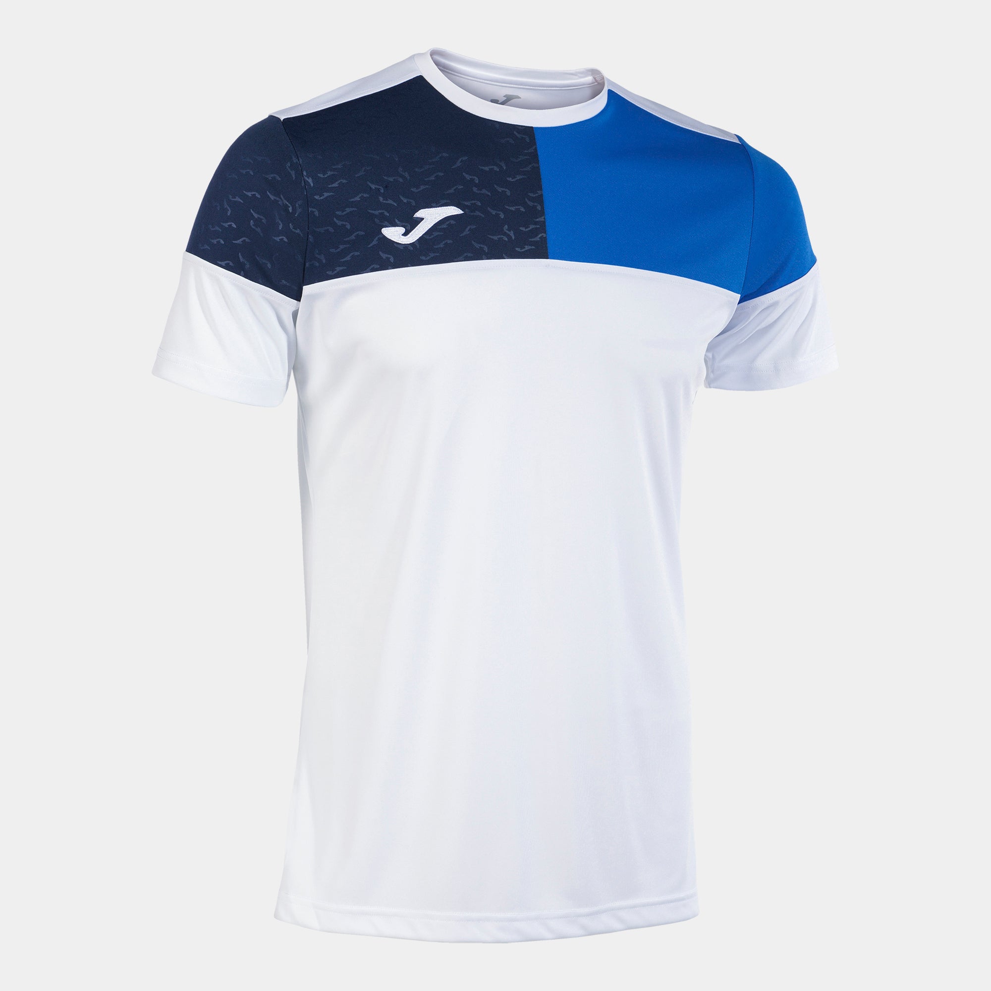 Joma Crew V Short Sleeve T-Shirt White Royal Navy
