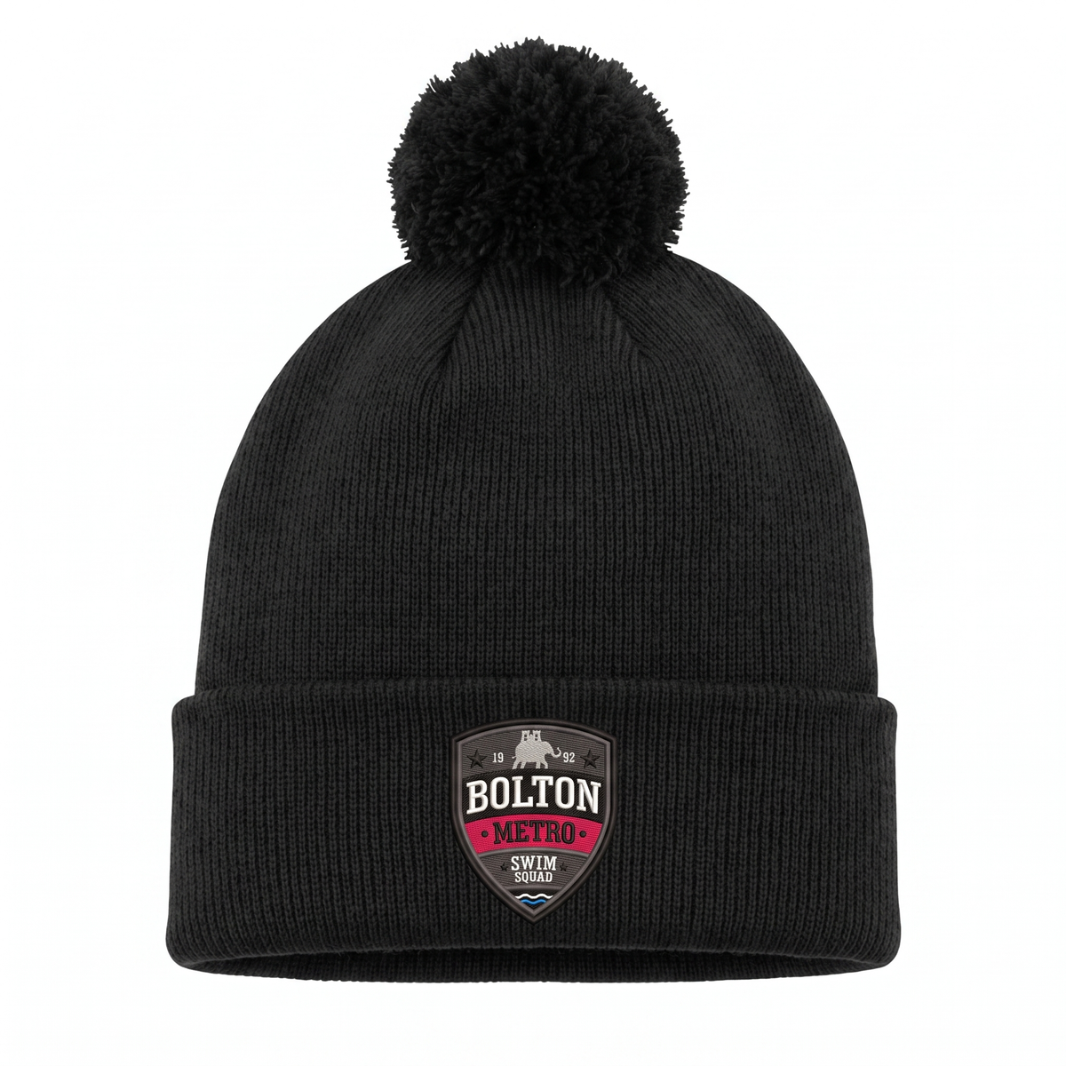 Bolton Metro Original Pom Pom Beanie with club badge – Black