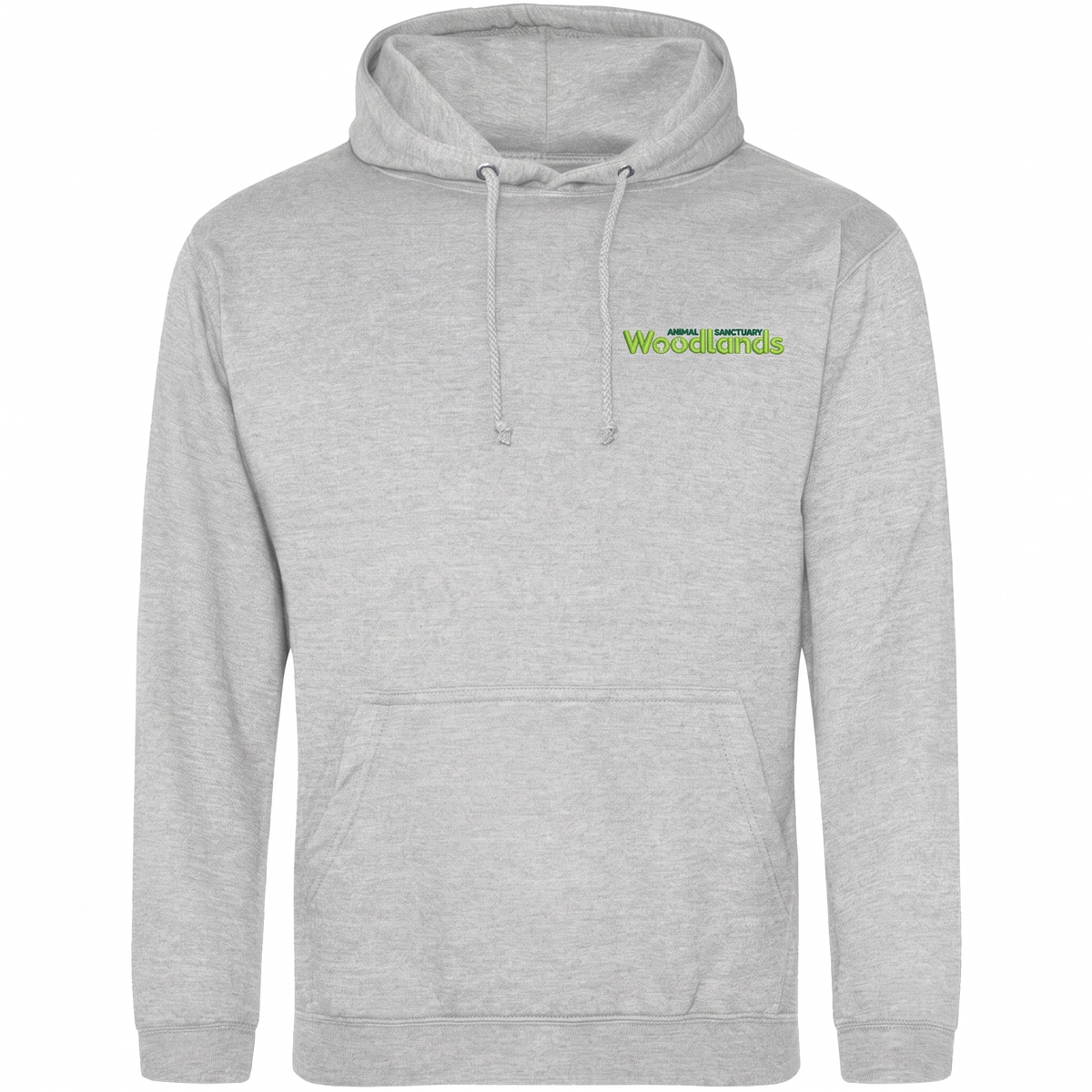 Woodlands Animal Sanctuary Volunteer Hoodie in Heather Grey with embroidered left chest logo