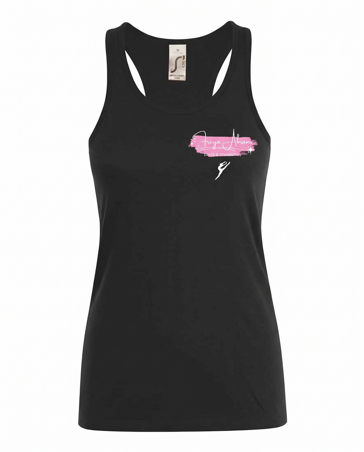 Freya Abrams Dance Vest – Black, front, left-chest logo