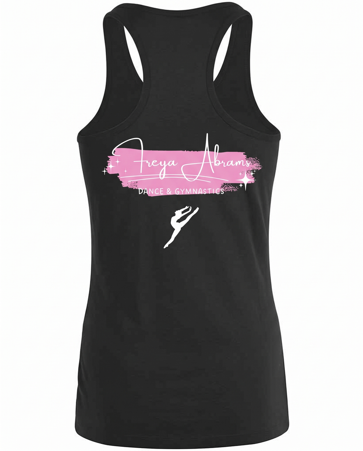 Freya Abrams Dance Vest – Black, back, full logo
