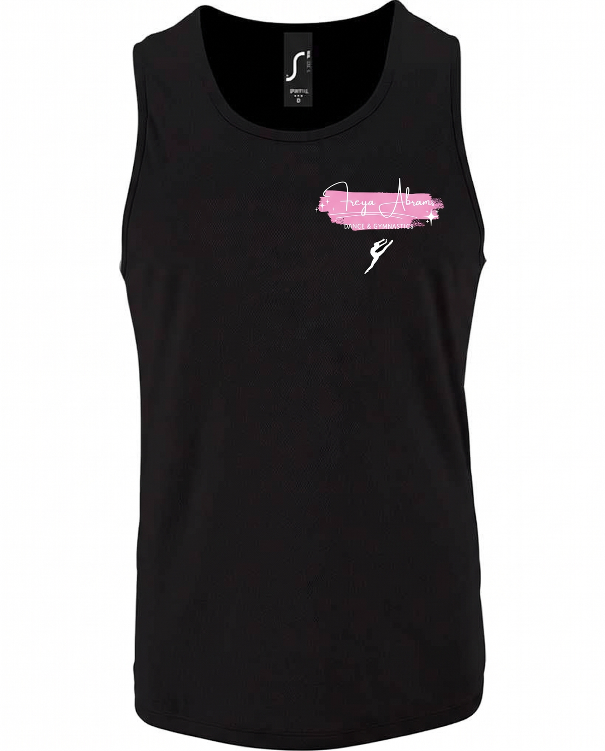 Freya Abrams Dance Tank Top – Black, front, left-chest logo