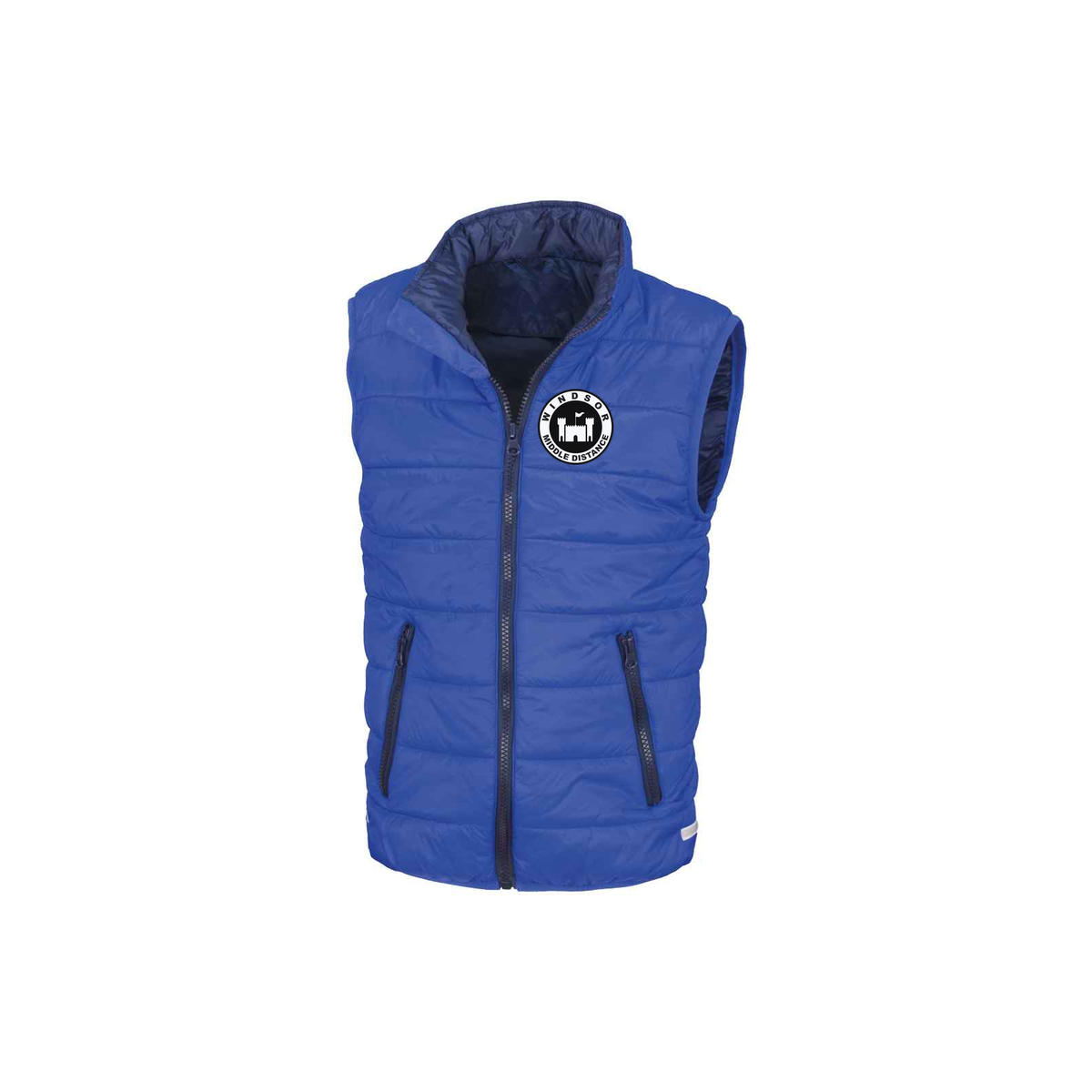 Windsor Middle Distance Result Core Kids Padded Bodywarmer in Royal Blue / Navy