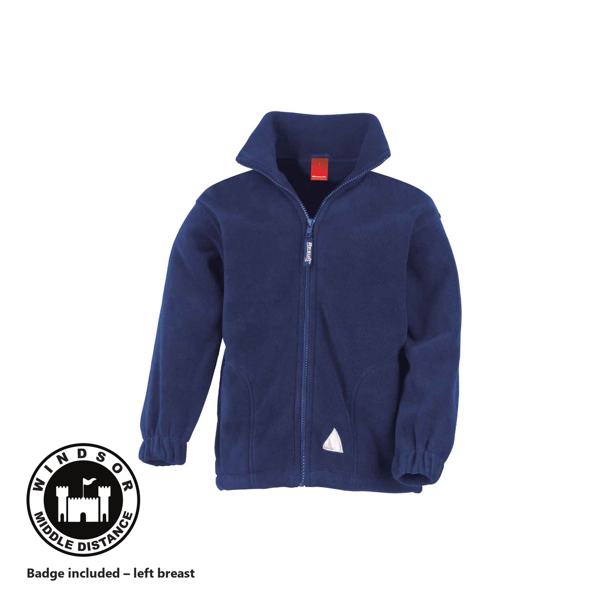 Windsor Middle Distance Result Kids Fleece Jacket in Royal Blue, club badge included on the left breast