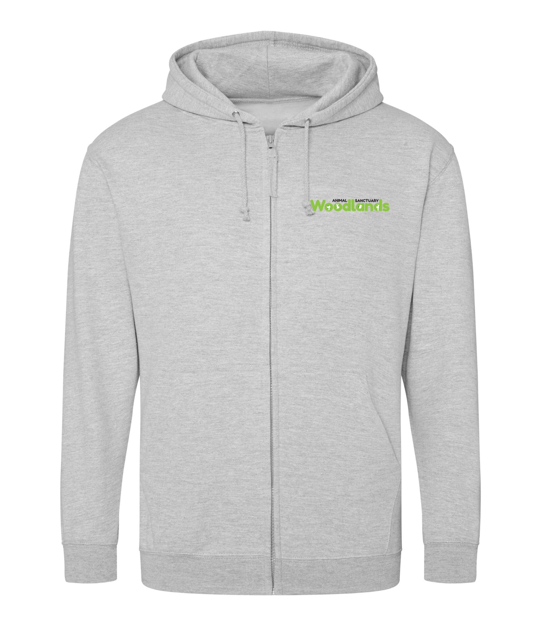 Woodlands Animal Sanctuary Volunteer Full Zip Hoodie in Heather Grey