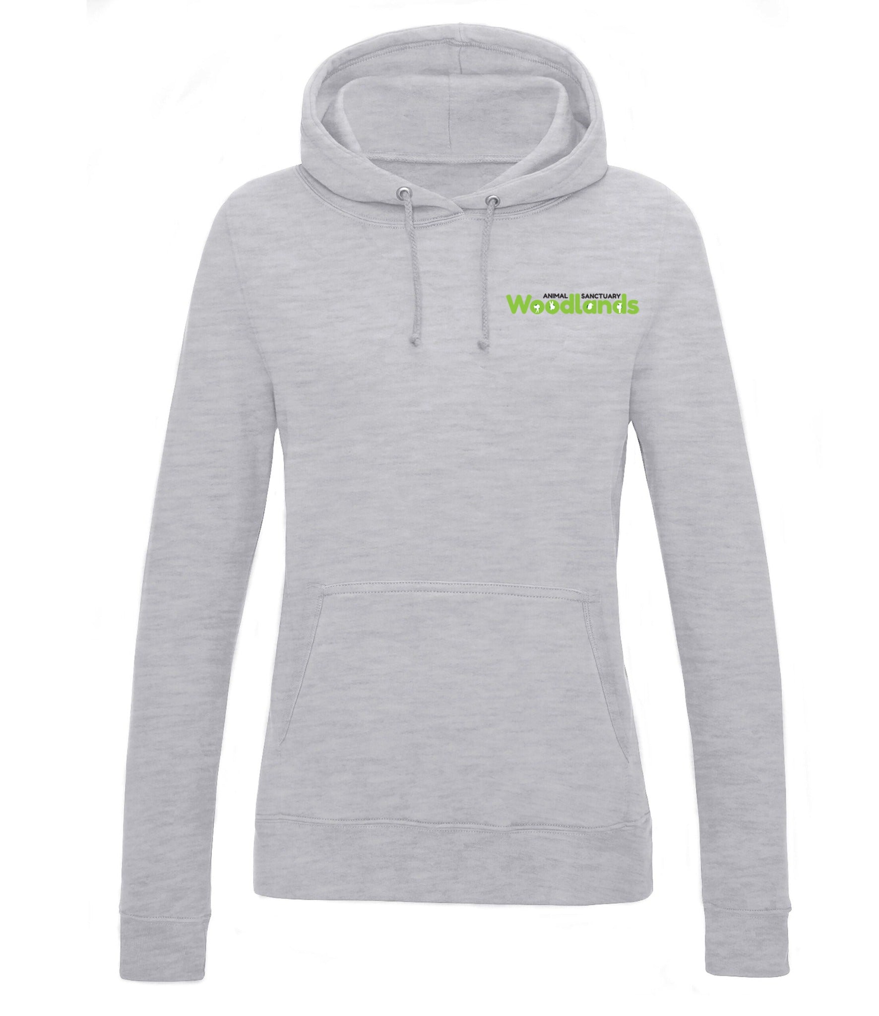 Woodlands Animal Sanctuary Volunteer Ladies Fitted Hoodie in Heather Grey